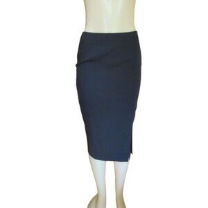 New w Tags, Doncaster Navy Blue Wool Pencil High Slit Skirt in Size 4